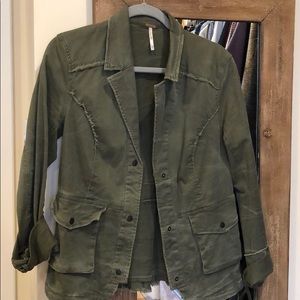 Free people olive green distressed jacket